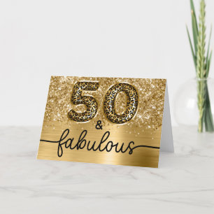 Carte Pailleté Or Léopard Glamour 50 et Fabuleux