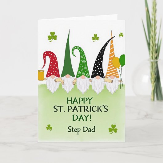Carte Pailletée Gnome Saint-Patrick pour Beau-Père (Devant)