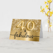 Carte Paillettes dorées Glam 40 et Fabuleuse (Fleur jaune)