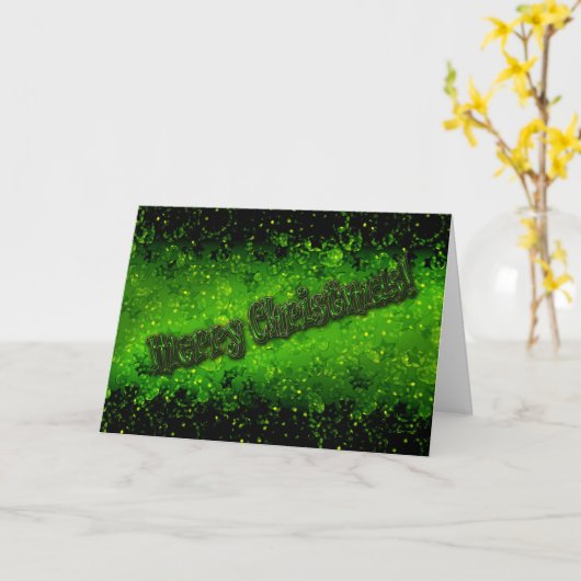 Carte Paillettes scintillent brillent vert confettis seq (Fleur jaune)