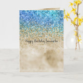 Carte Paillettes Violet Aqua Or (Fleur jaune)