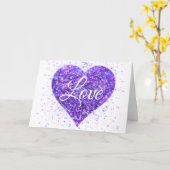 Carte Paillettes violettes pétillantes, amour du graffit (Fleur jaune)