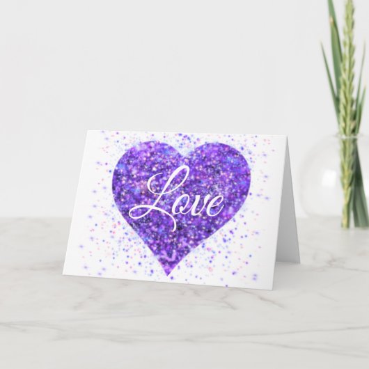Carte Paillettes violettes pétillantes, amour du graffit (Devant)