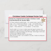 Carte Pain d'épices Noël Échange de biscuits Recette (Dos)