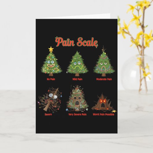 Carte Pain Scale Snowman Nurse Christmas Tree Snow Pajam (Fleur jaune)