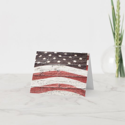 Carte Painted American Flag on Rustic Wood Texture (Devant)