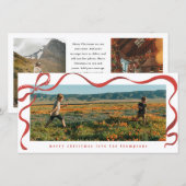 Carte Painted Red Ribbon Long Landscape Holiday Photo (Devant / Derrière)