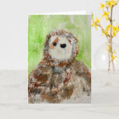 Carte Painting of Plush Sloth on Folded Greeting Card (Fleur jaune)