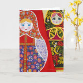 Carte Painting of Russian Matryoshka doll (Fleur jaune)