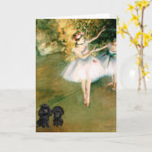 Carte Pair de caniche (noir) - Deux danseurs (Fleur jaune)