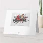 Carte Paire aquarelle des cardinaux Design de Noël (Dos)