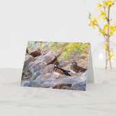 Carte Paire de canard en bois Toutes les occasions (Fleur jaune)