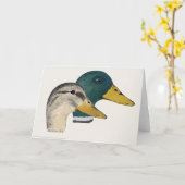 Carte Paire de canards colverts, Drake et Hen, aquarelle (Fleur jaune)
