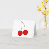Carte Paire de cerises. Noir, Rouge et Blanc. (Fleur jaune)