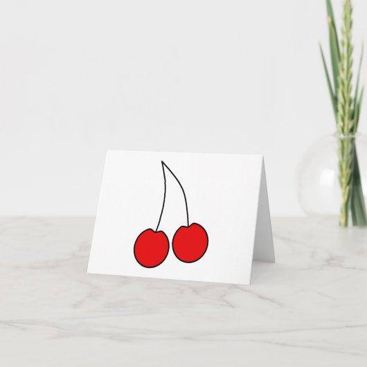 Carte Paire de cerises. Noir, Rouge et Blanc. (Devant)