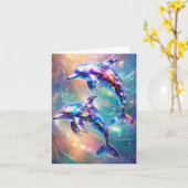 Carte Paire de dauphins de cristal (Fleur jaune)