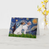 Carte Paire de Jack Russell 4 - Nuit étoilée (Fleur jaune)