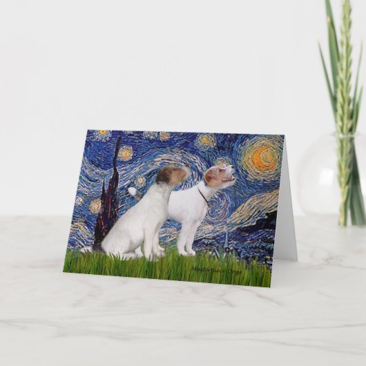 Carte Paire de Jack Russell 4 - Nuit étoilée (Devant)