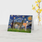 Carte Paire de Lévriers - Nuit Étoilée (Fleur jaune)