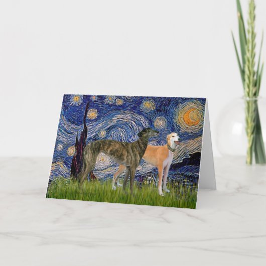 Carte Paire de Lévriers - Nuit Étoilée (Devant)