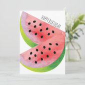 Carte Paire de pastèque à l'aquarelle pour anniversaire  (Debout devant)