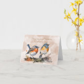 Carte Paire de Robins sur une branche Fête des Mères (Fleur jaune)