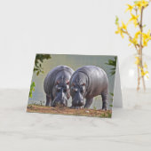 Carte Paire d'hippopotames (Fleur jaune)