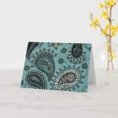 Carte paisley sarcelle foncée (Fleur jaune)