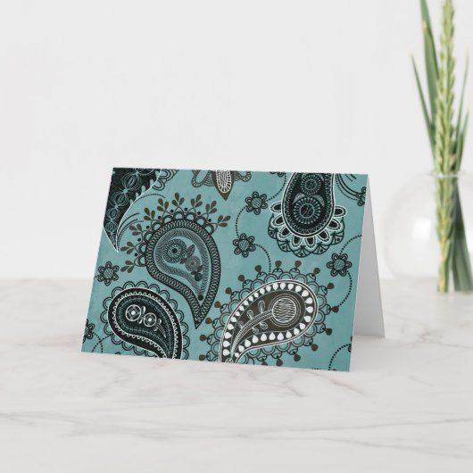 Carte paisley sarcelle foncée (Devant)