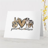 Carte Paix, Amour, Aussie, Chien berger australien, Anim (Fleur jaune)