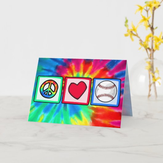 Carte Paix, Amour, Baseball (Fleur jaune)
