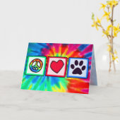 Carte Paix, amour, chien ; Pawprint (Fleur jaune)