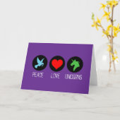 Carte Paix amour et licornes (Fleur jaune)