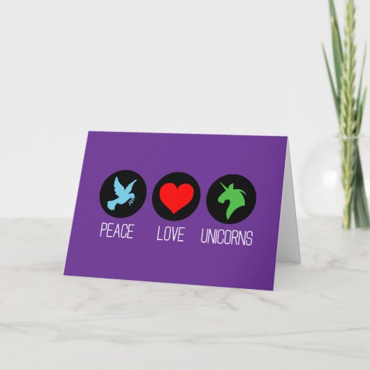 Carte Paix amour et licornes (Devant)