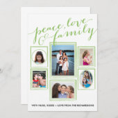 Carte Paix, amour et vert de famille (Devant / Derrière)