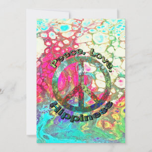 Carte Paix, Amour, Hippie, Hippie, signe de paix, rétro,