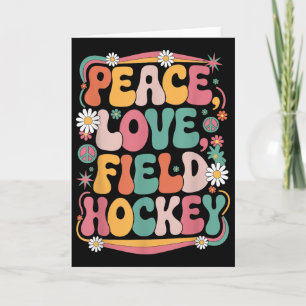 Carte Paix Amour Hockey sur gazon Hippie Rétro 70s
