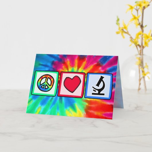 Carte Paix, Amour, Microscopes (Fleur jaune)