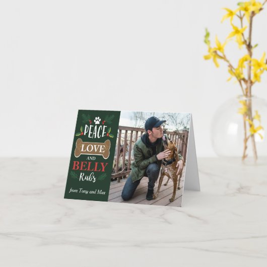 Carte Paix Amour Papouilles pour chien Joyeuses Fêtes de (Fleur jaune)