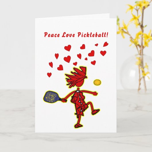 Carte Paix Amour Pickleball Saint-Valentin (Fleur jaune)