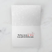 Carte PAIX de Noël avec la colombe blanche sur le globe (Intérieur)