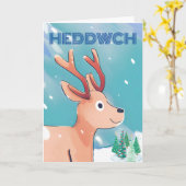 Carte Paix galloise pour Noël avec de mignons cerfs de b (Fleur jaune)