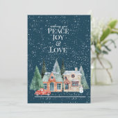 Carte PAIX, JOIE & AMOUR, Maisons de Noël (Debout devant)