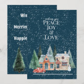 Carte PAIX, JOIE & AMOUR, Maisons de Noël (Devant / Derrière)