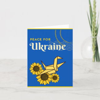 Carte Paix pour l'Ukraine Grue & Sunflower Blue Salutati