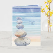 Carte Paix, Rochers Équilibrés, Bord de mer, Changement  (Fleur jaune)