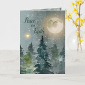 Carte Paix sur Terre Écriture Photo Forêt Noël (Fleur jaune)