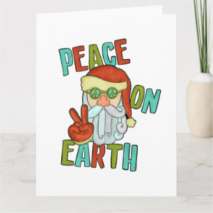 Carte Paix sur Terre Hippie Père Noël