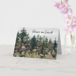 Carte Paix sur Terre Noël Forêt d'hiver Nature