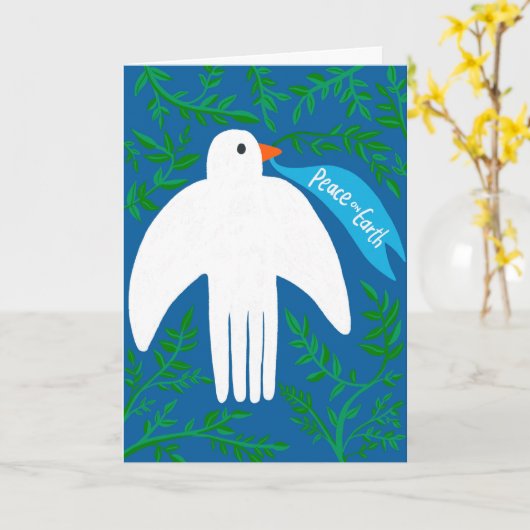 Carte Paix sur Terre Oiseau Dove Noël Noël Noël Noël Noë (Fleur jaune)